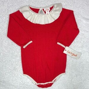 Nwt cat & jack red knit girls sweater bodysuit 18m Christmas